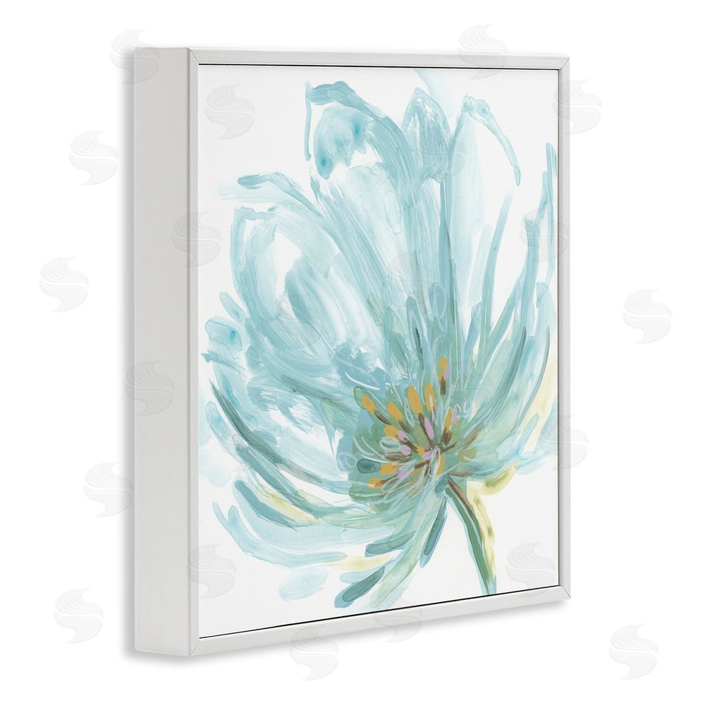 June Erica Vess Soft Blue Abstract Bloom White Framed Glicee Wall Art Print