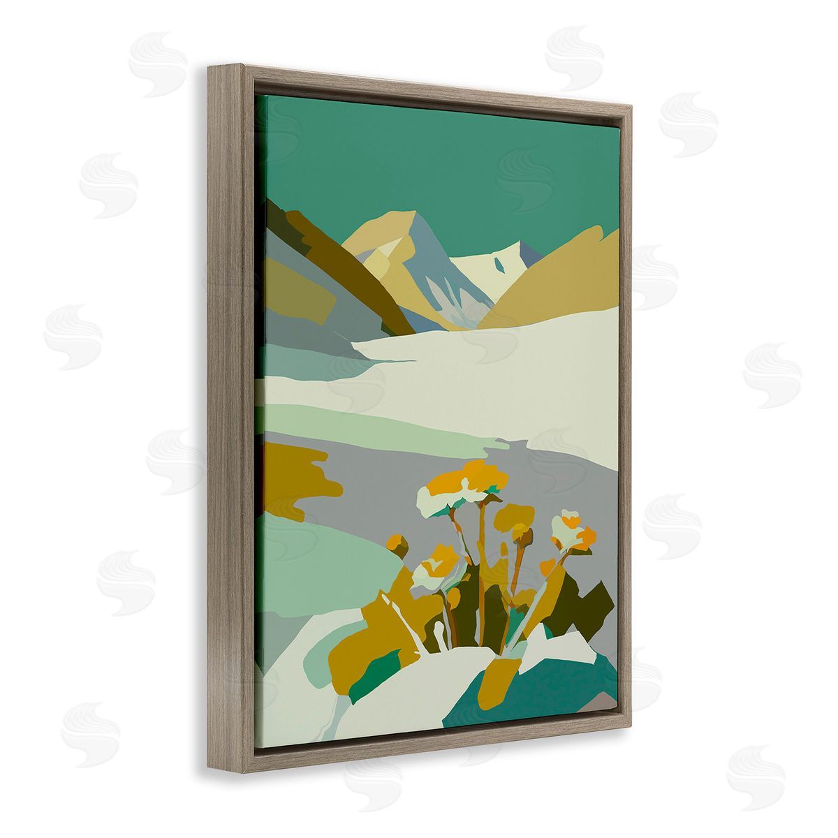 Walker Noble Modern Mountain Abstraction Brown Floating Frame Canvas Wall Art Print
