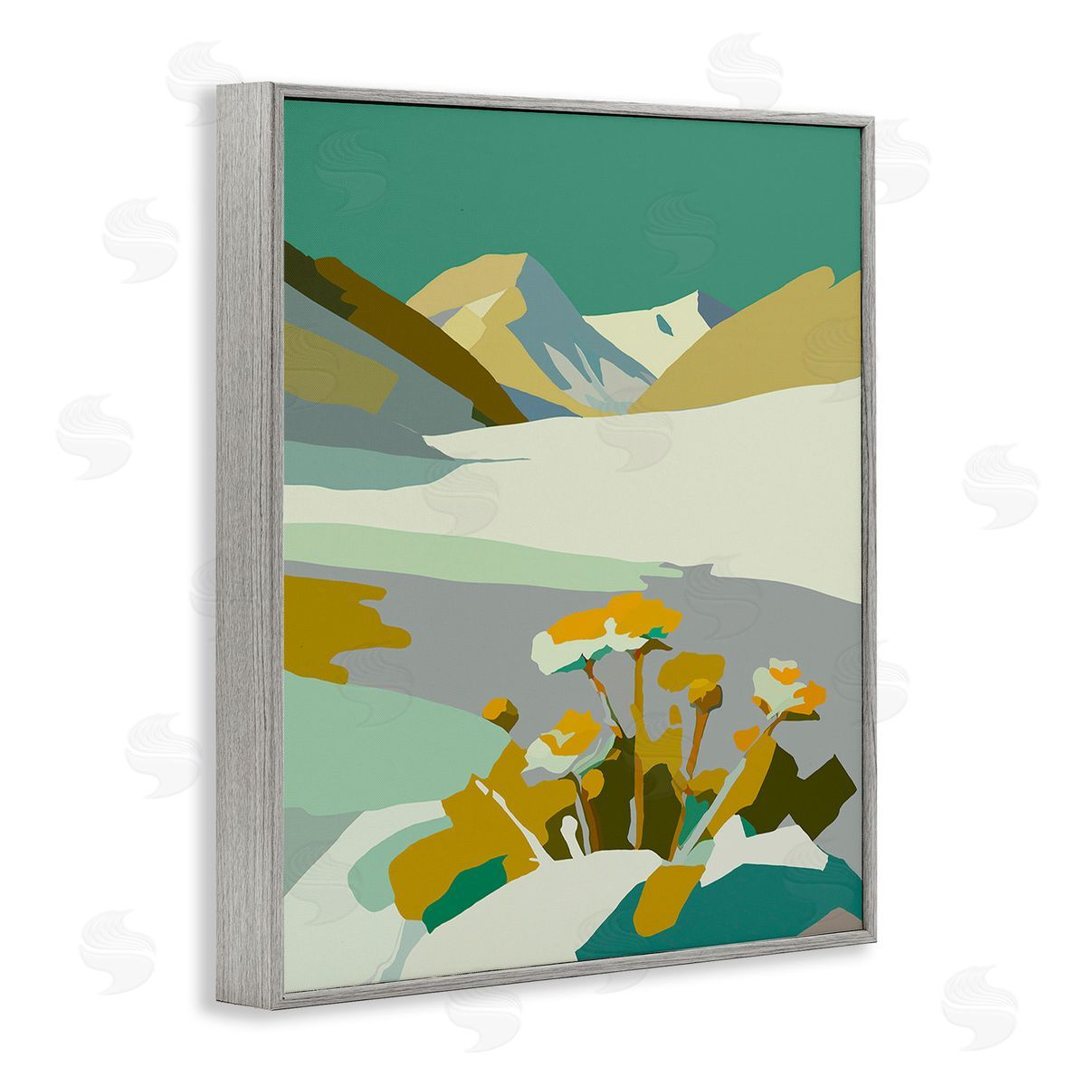 Walker Noble Modern Mountain Abstraction Gray Framed Giclee Wall Art Print