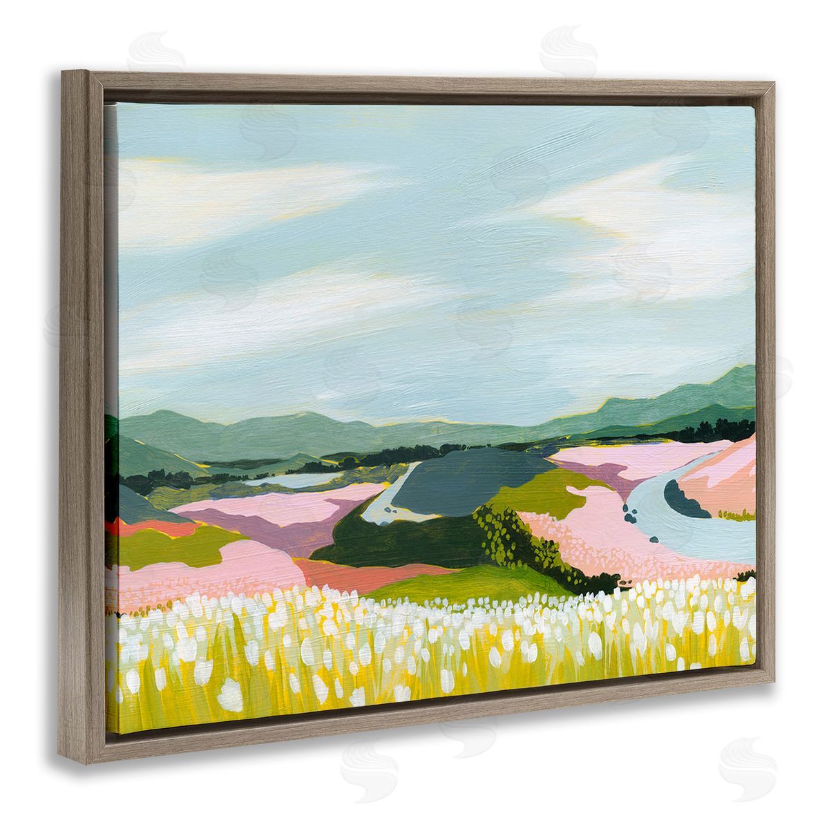 Grace Popp Modern Mountain Stream Brown Floating Frame Canvas Wall Art Print