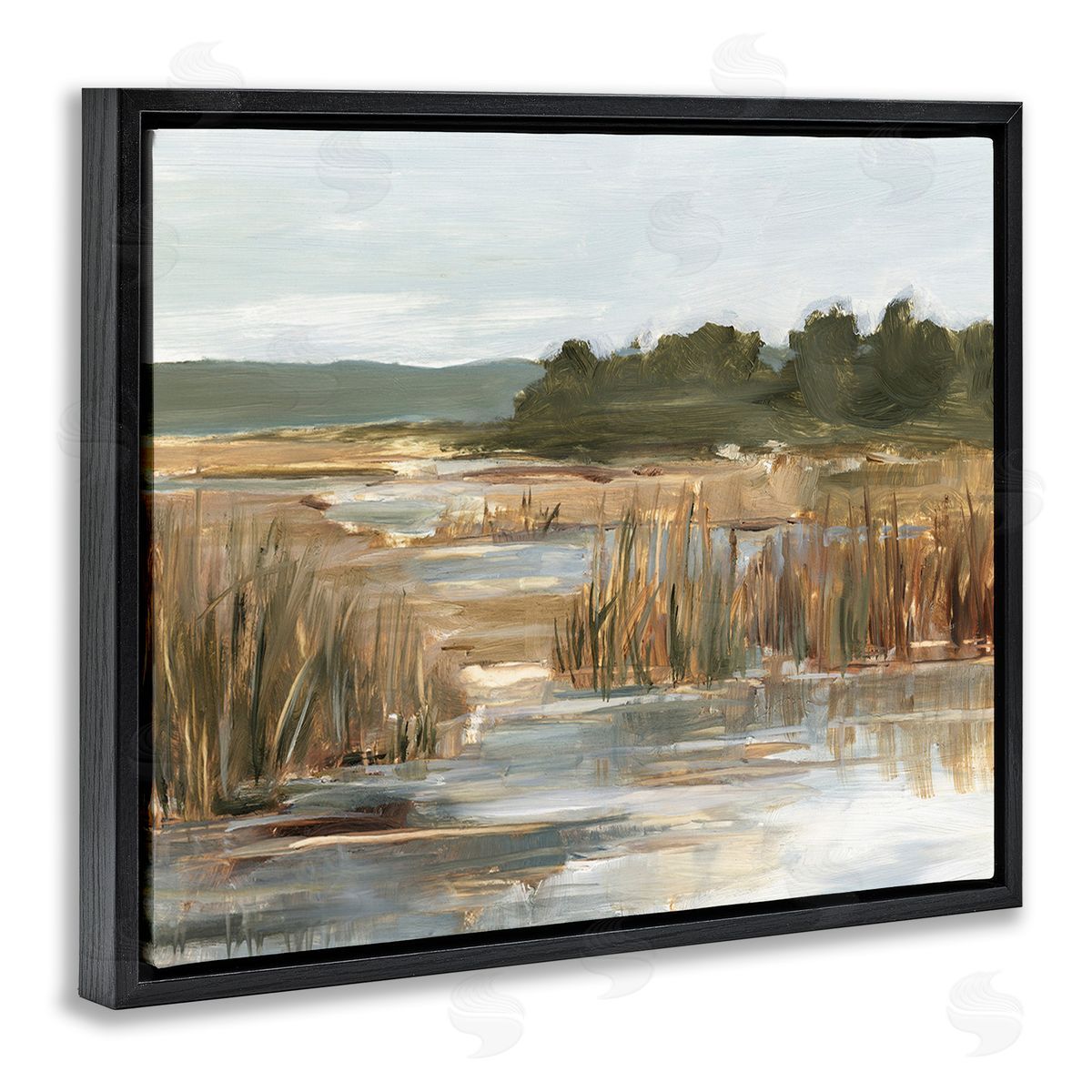 Ethan Harper Murky Stream Landscape Black Floating Frame Canvas Wall Art Print