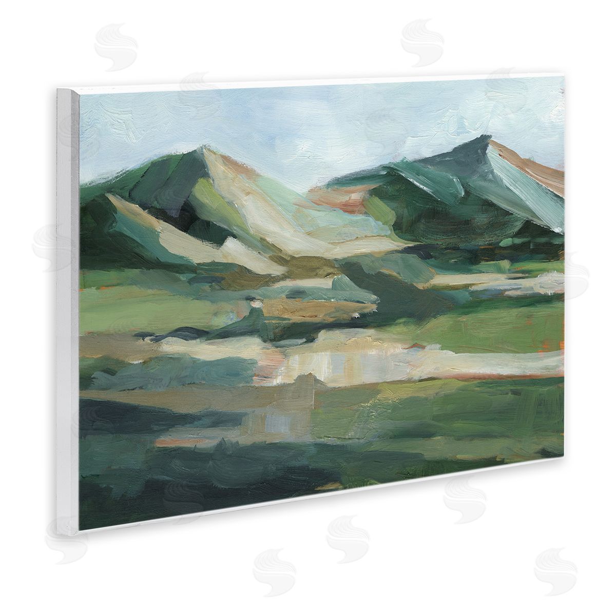 Ethan Harper Brushed Mountain Peaks Wooden Wall Plaque Art Print