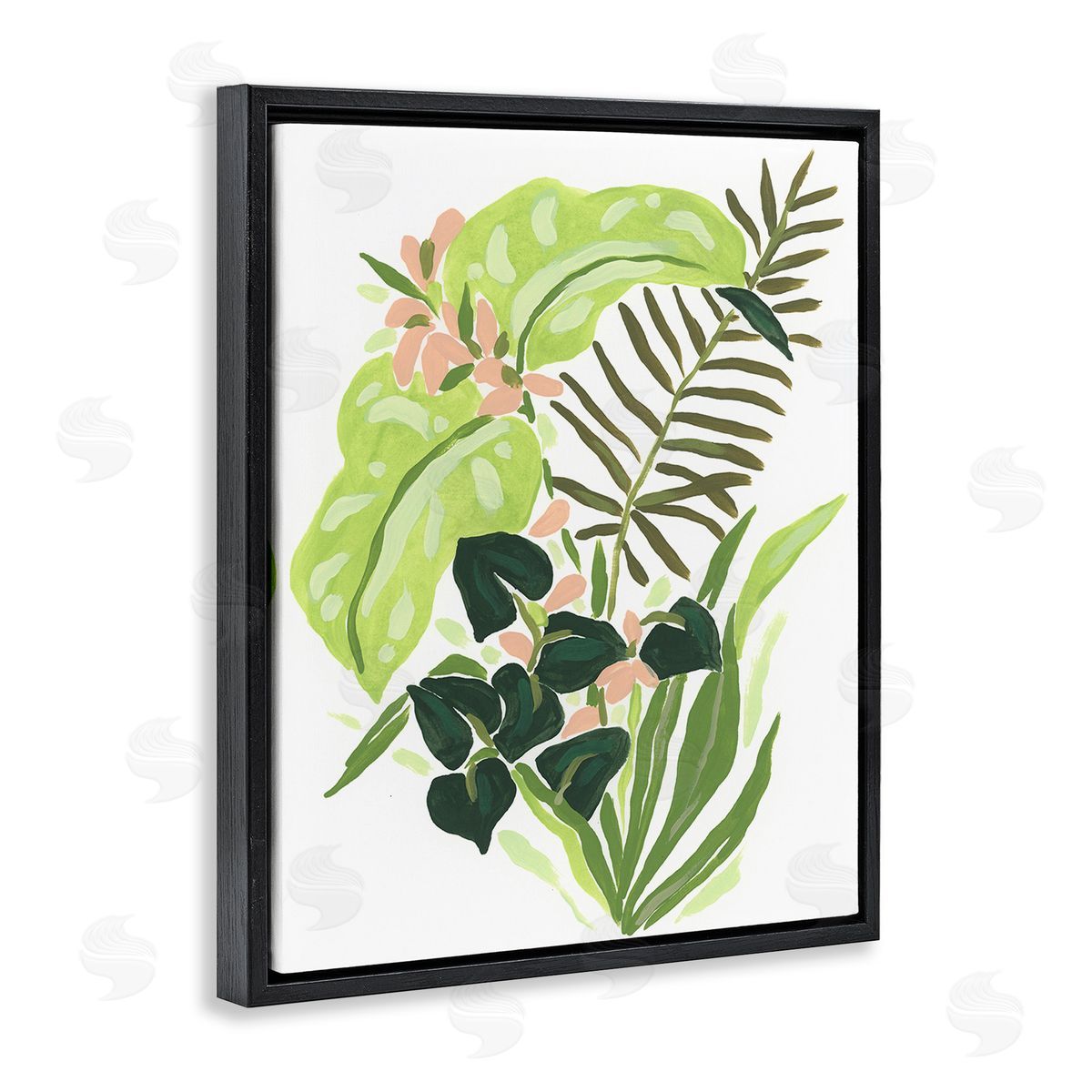June Erica Vess Modern Tropical Herbs Black Floating Frame Canvas Wall Art Print