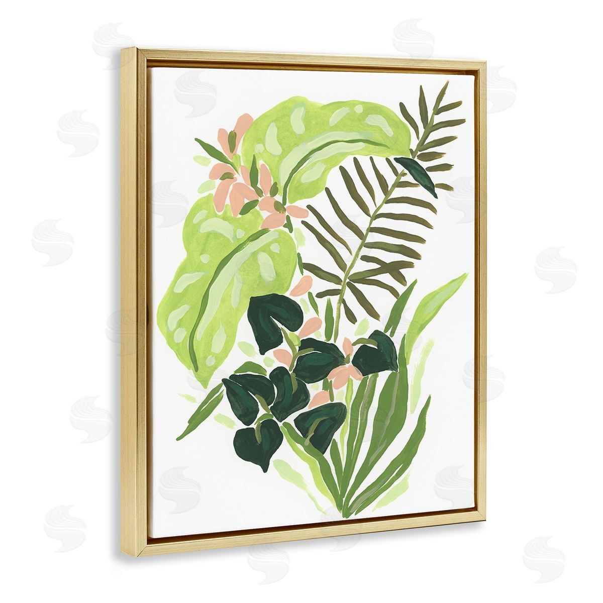 June Erica Vess Modern Tropical Herbs Gold Floating Frame Canvas Wall Art Print