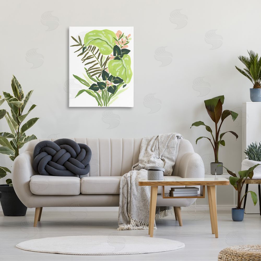 June Erica Vess Modern Jungle Leaves Canvas Wall Art Print in Room