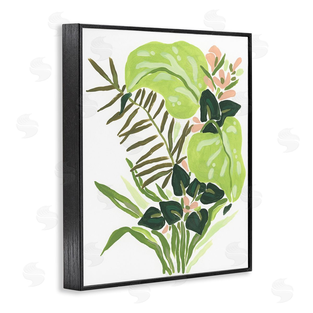 June Erica Vess Modern Jungle Leaves Black Framed Giclee Wall Art Print
