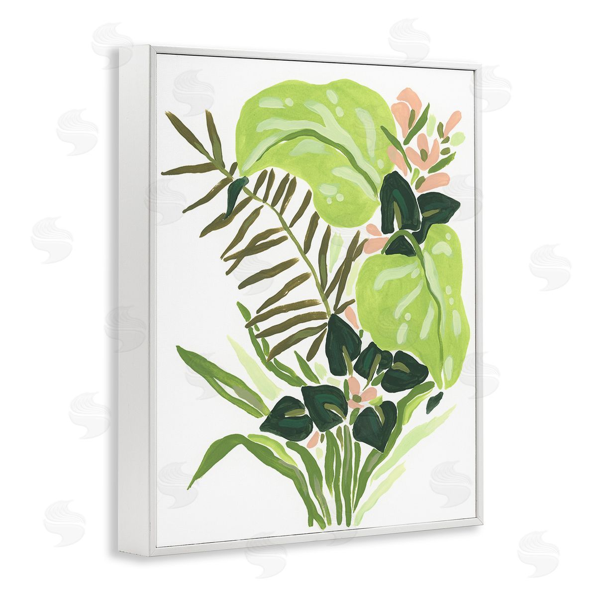 June Erica Vess Modern Jungle Leaves White Framed Giclee Wall Art Print