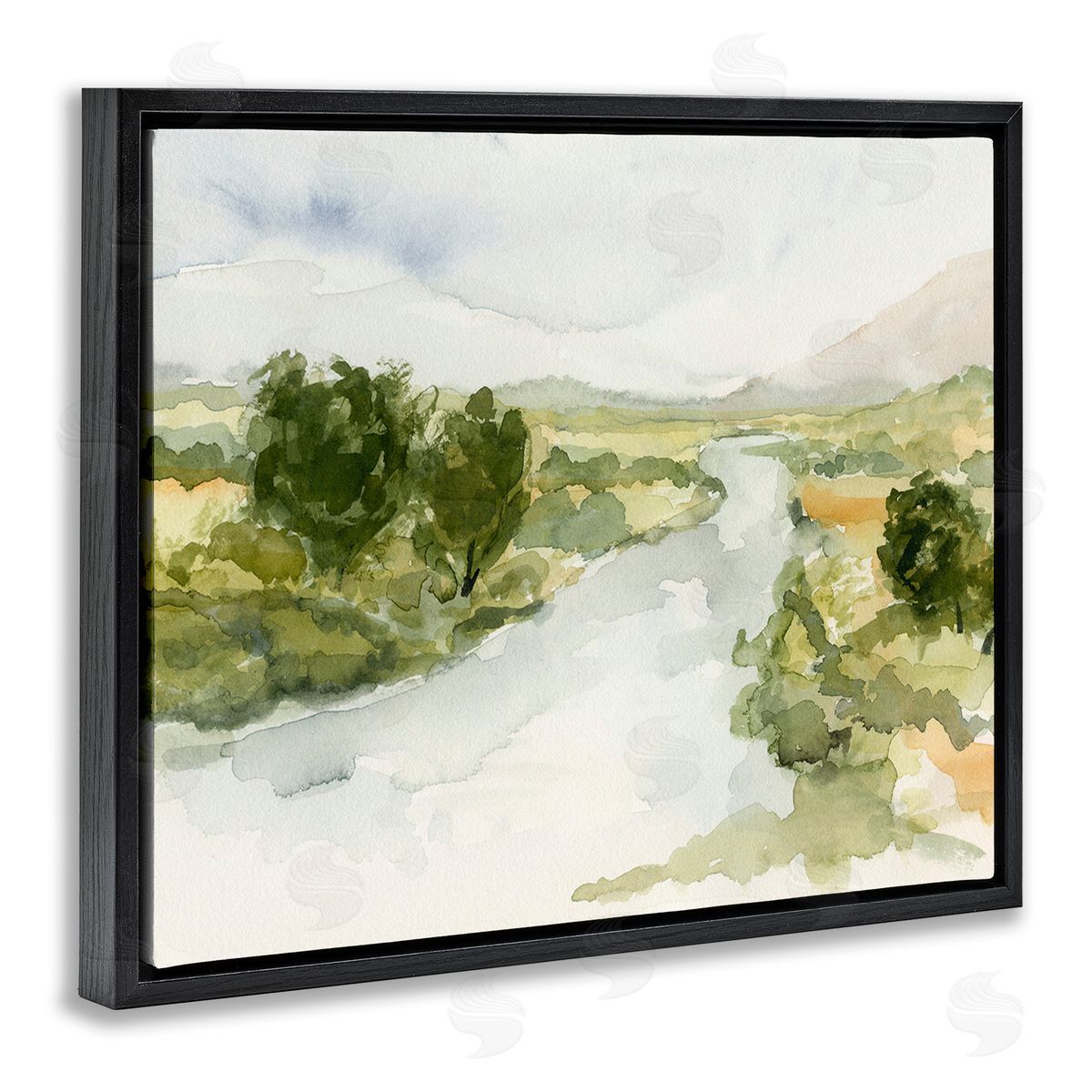 Victoria Barnes Natural Flowing Stream Black Floating Frame Canvas Wall Art Print