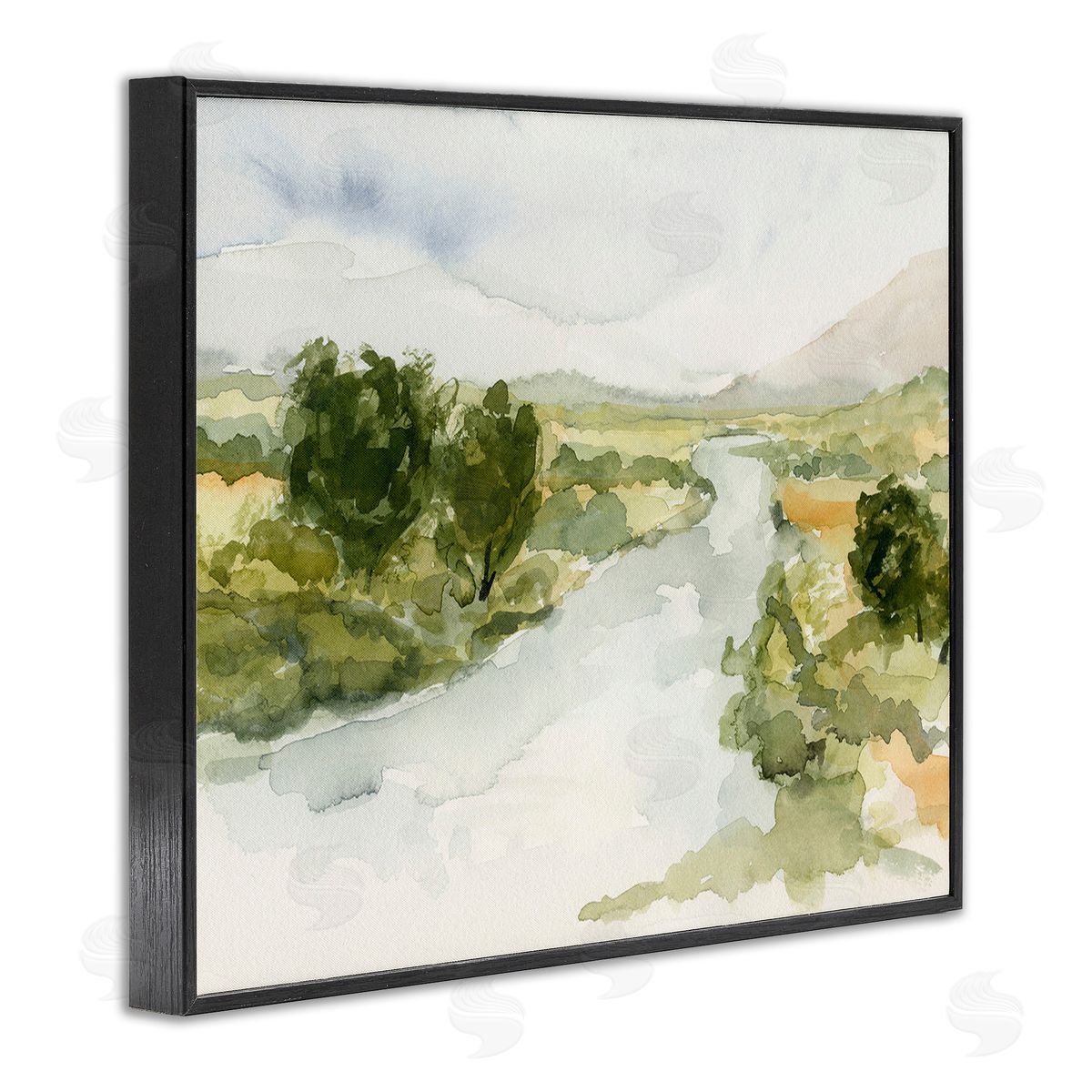 Victoria Barnes Natural Flowing Stream Black Framed Giclee Wall Art Print