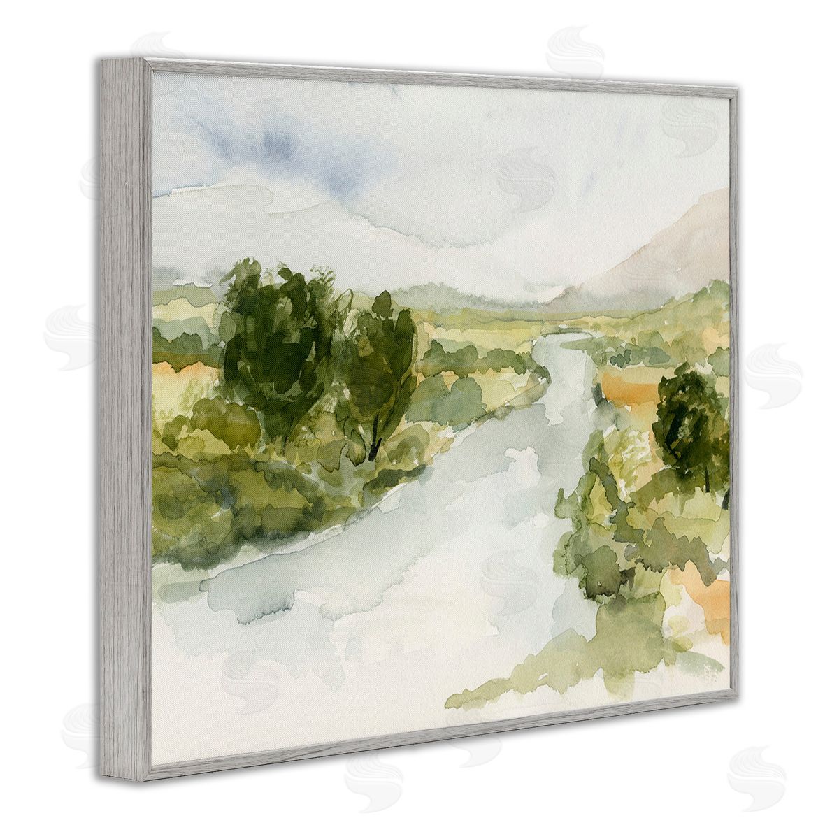 Victoria Barnes Natural Flowing Stream Gray Framed Giclee Wall Art Print