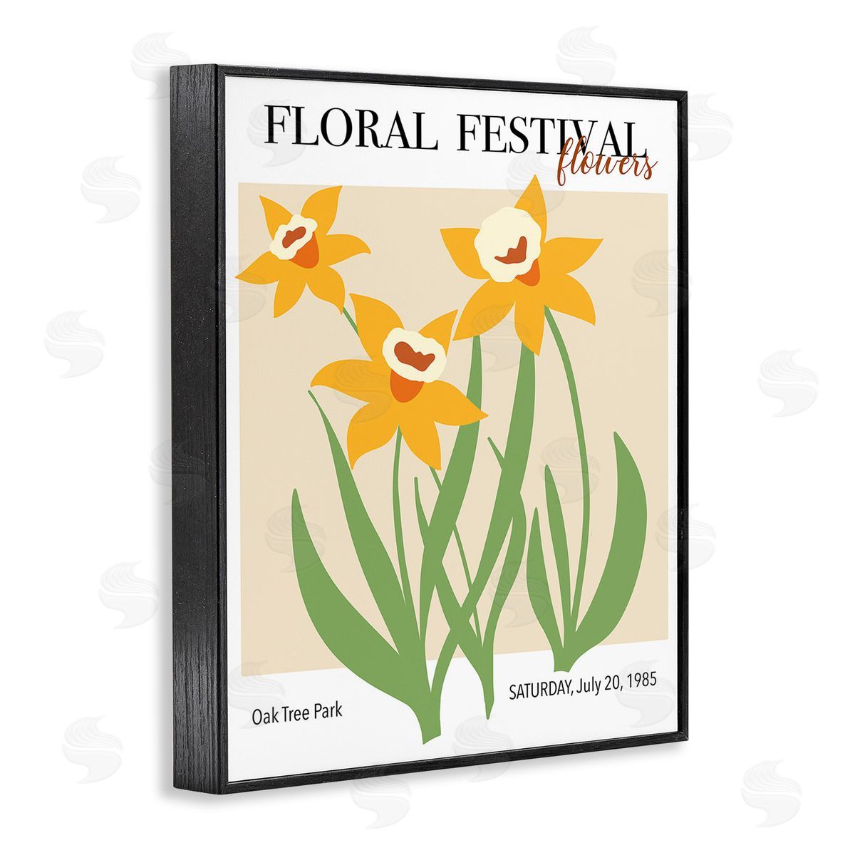 Regina Moore Retro Daffodil Festival Black Framed Giclee Wall Art Print