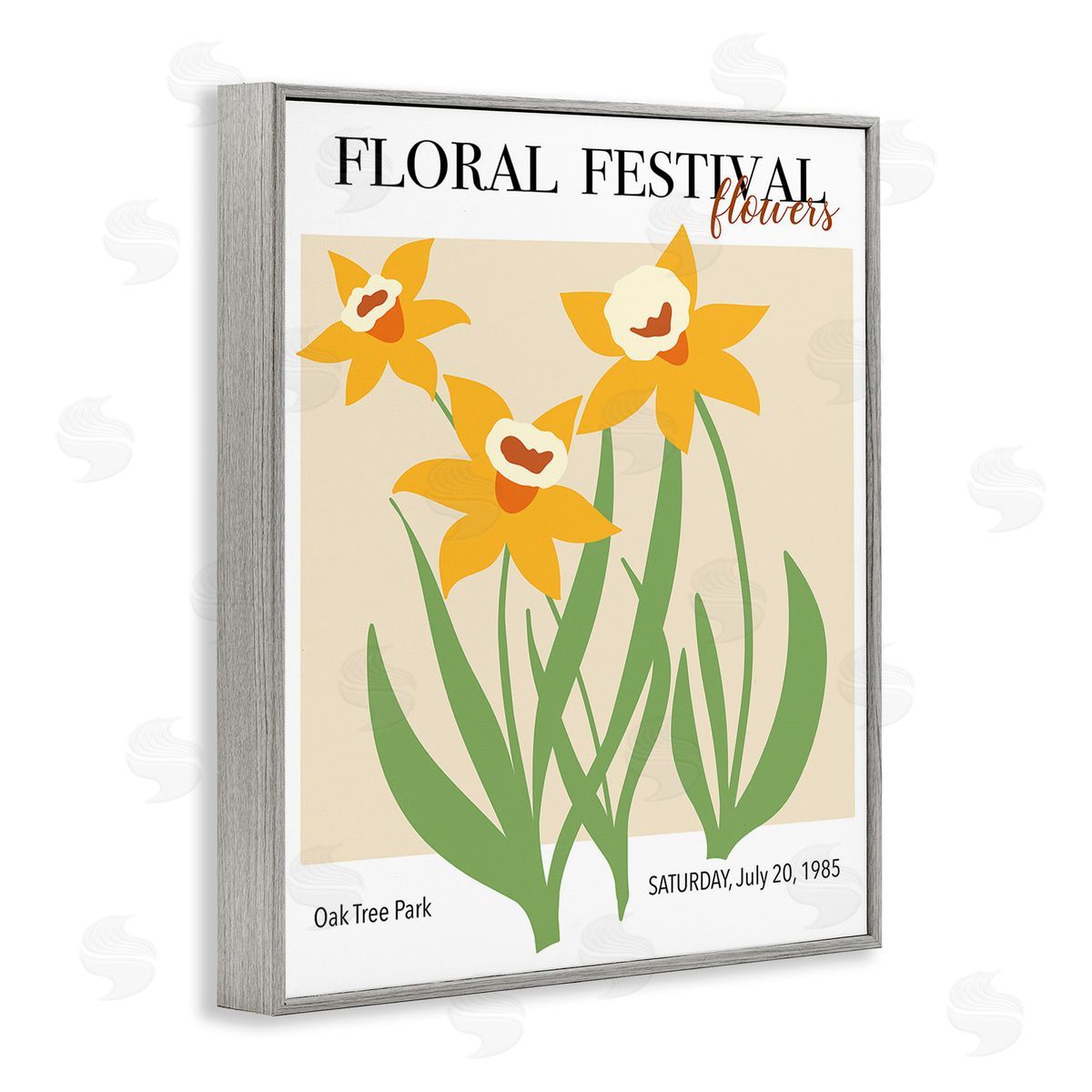 Regina Moore Retro Daffodil Festival Gray Framed Giclee Wall Art Print