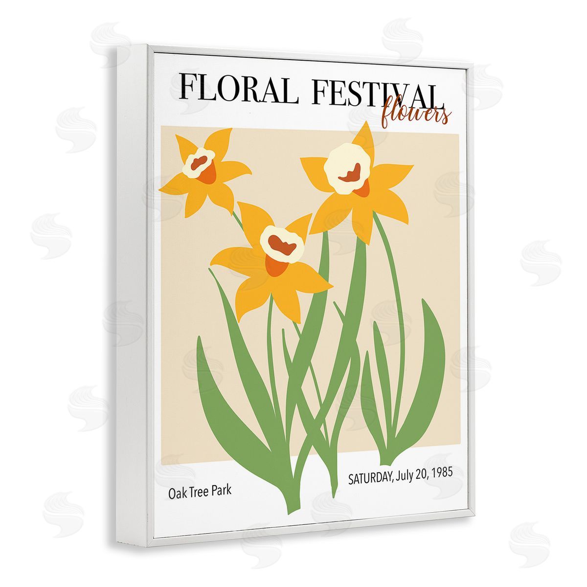 Regina Moore Retro Daffodil Festival White Framed Giclee Wall Art Print