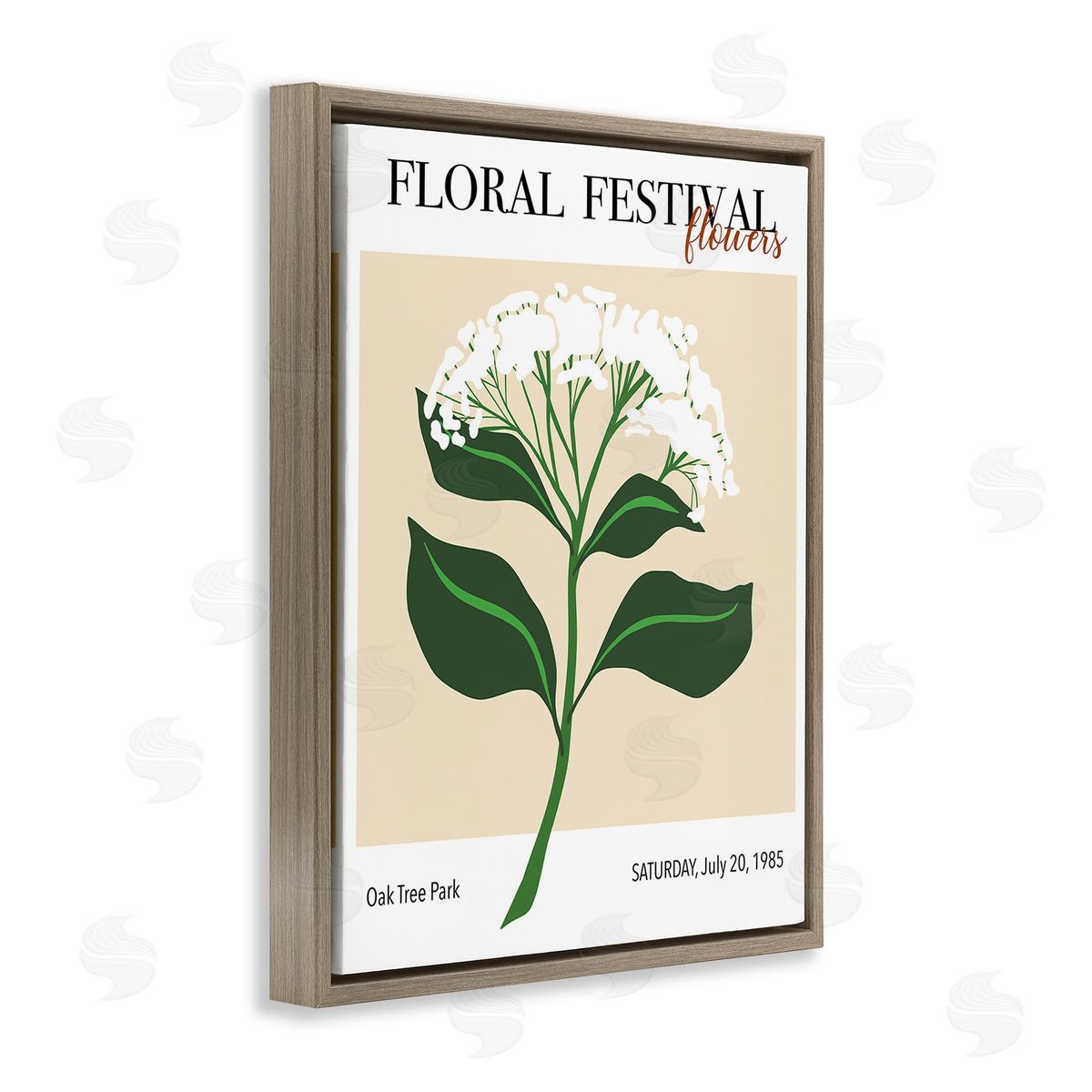 Regina Moore Retro Floral Festival Brown Floating Frame Canvas Wall Art Print