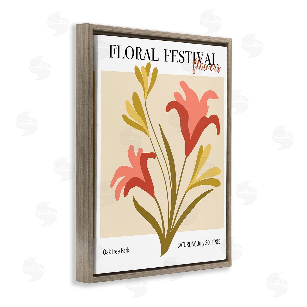 Regina Moore Floral Festival Abstraction Brown Floating Frame Canvas Wall Art Print