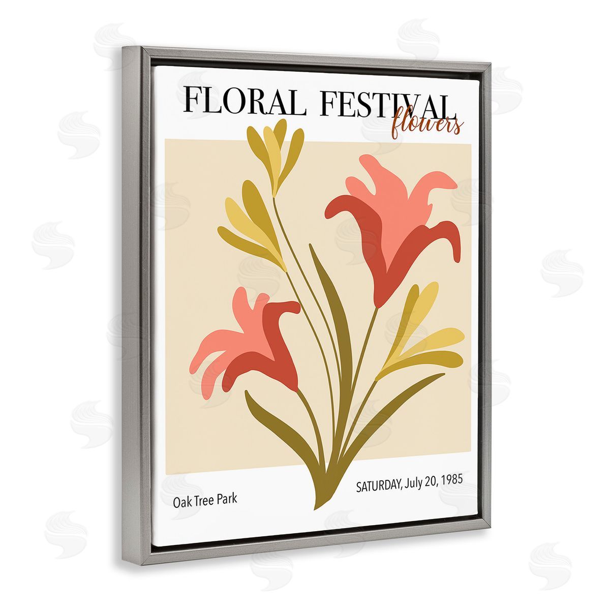 Regina Moore Floral Festival Abstraction Gray Floating Frame Canvas Wall Art Print
