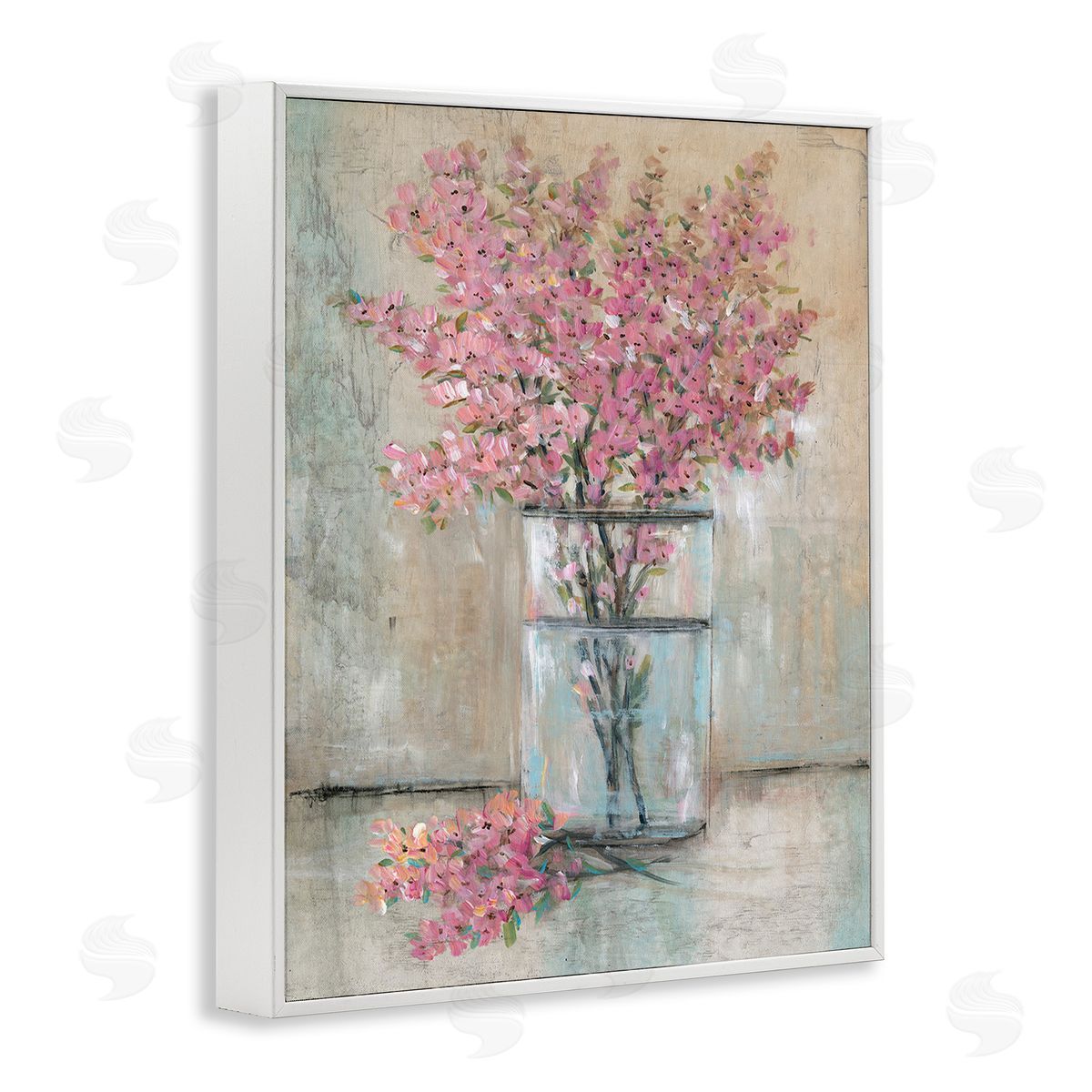 Tim O'Toole Cherry Blossom Twigs White Framed Giclee Wall Art Print