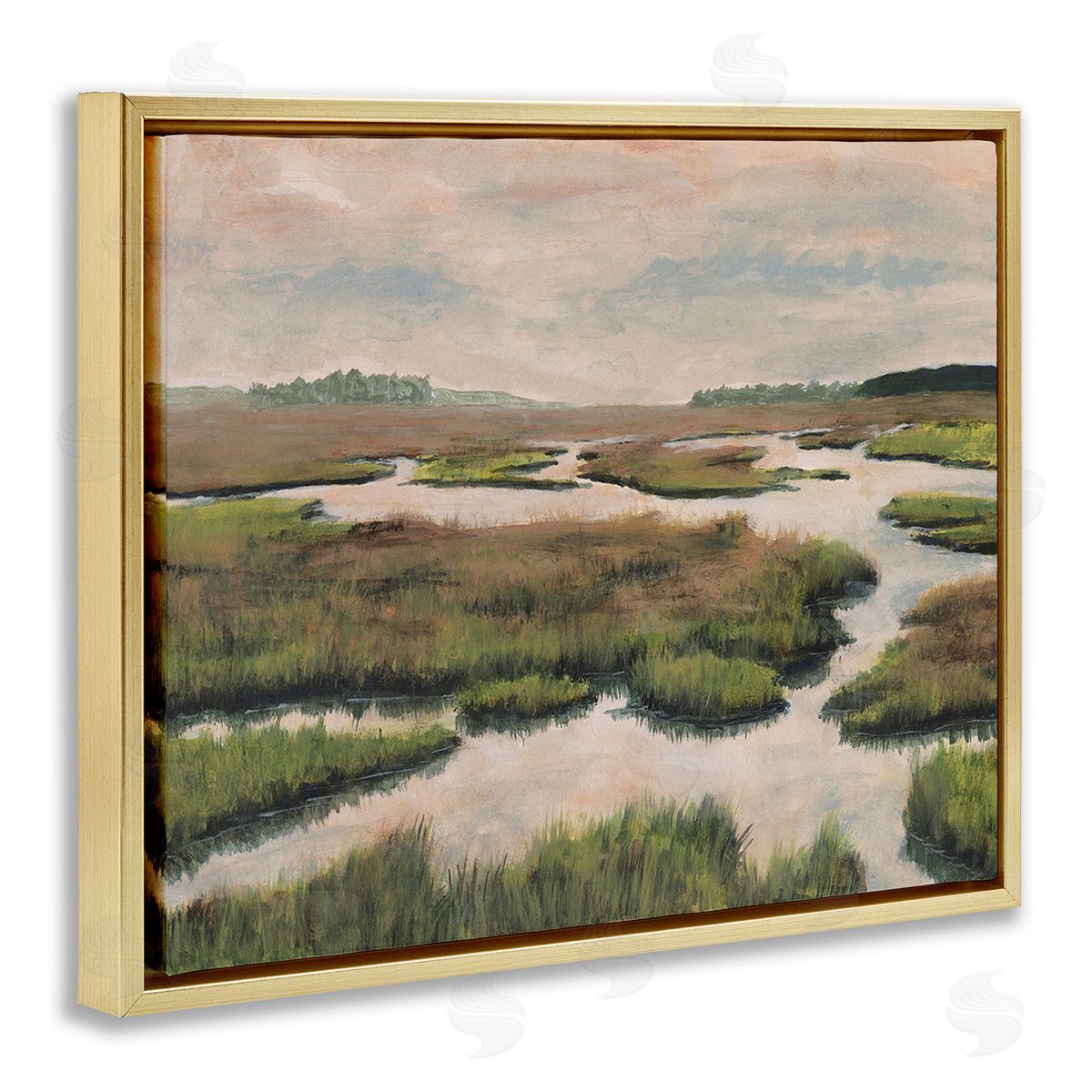 Michael Willett Asymmetrical Stream Nature Gold Floating Frame Canvas Wall Art Print