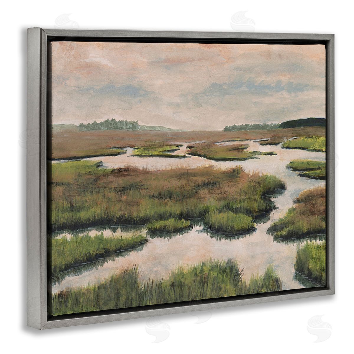Michael Willett Asymmetrical Stream Nature Gray Floating Frame Canvas Wall Art Print