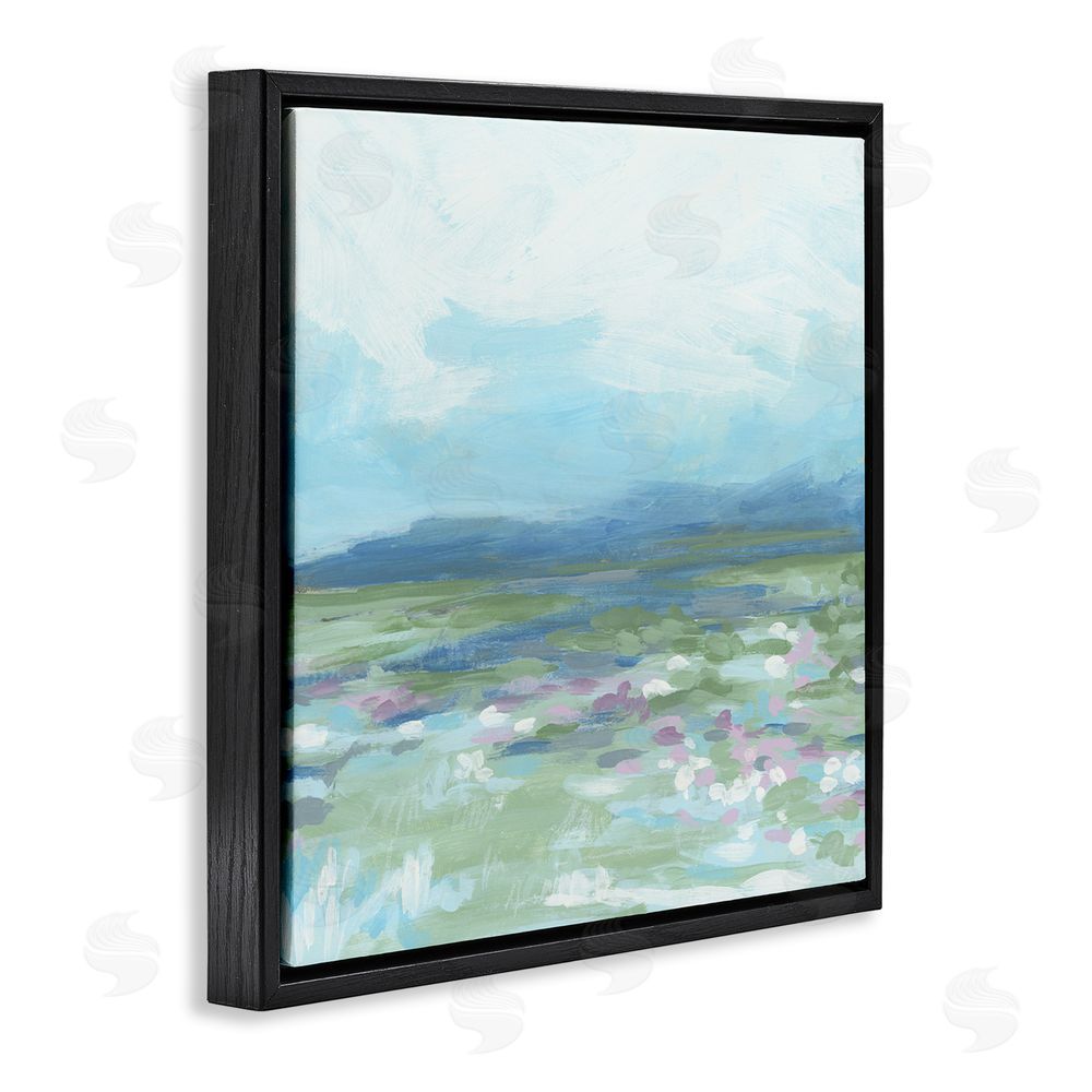 June Erica Vess Foggy Valley Landscape Black Floating Frame Canvas Wall Art Print