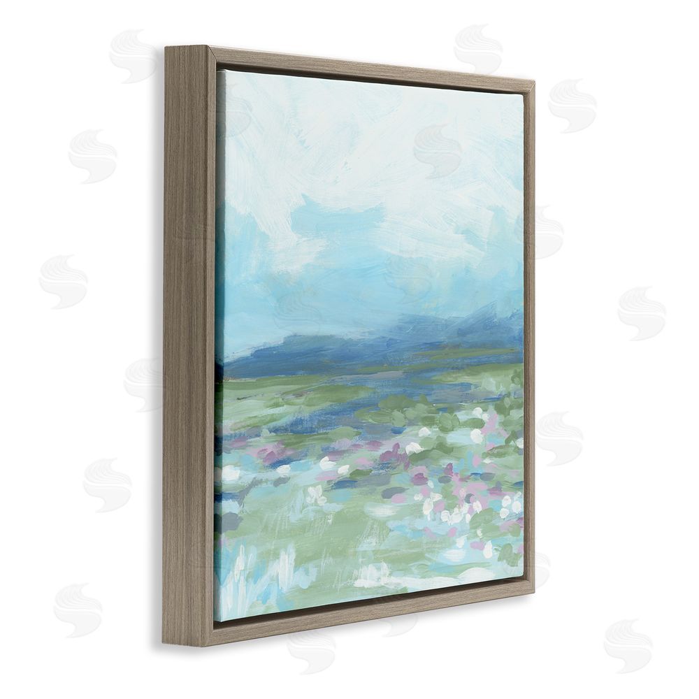 June Erica Vess Foggy Valley Landscape Brown Floating Frame Canvas Wall Art Print