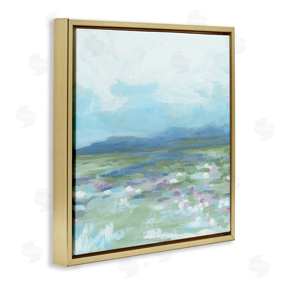 June Erica Vess Foggy Valley Landscape Gold Floating Frame Canvas Wall Art Print