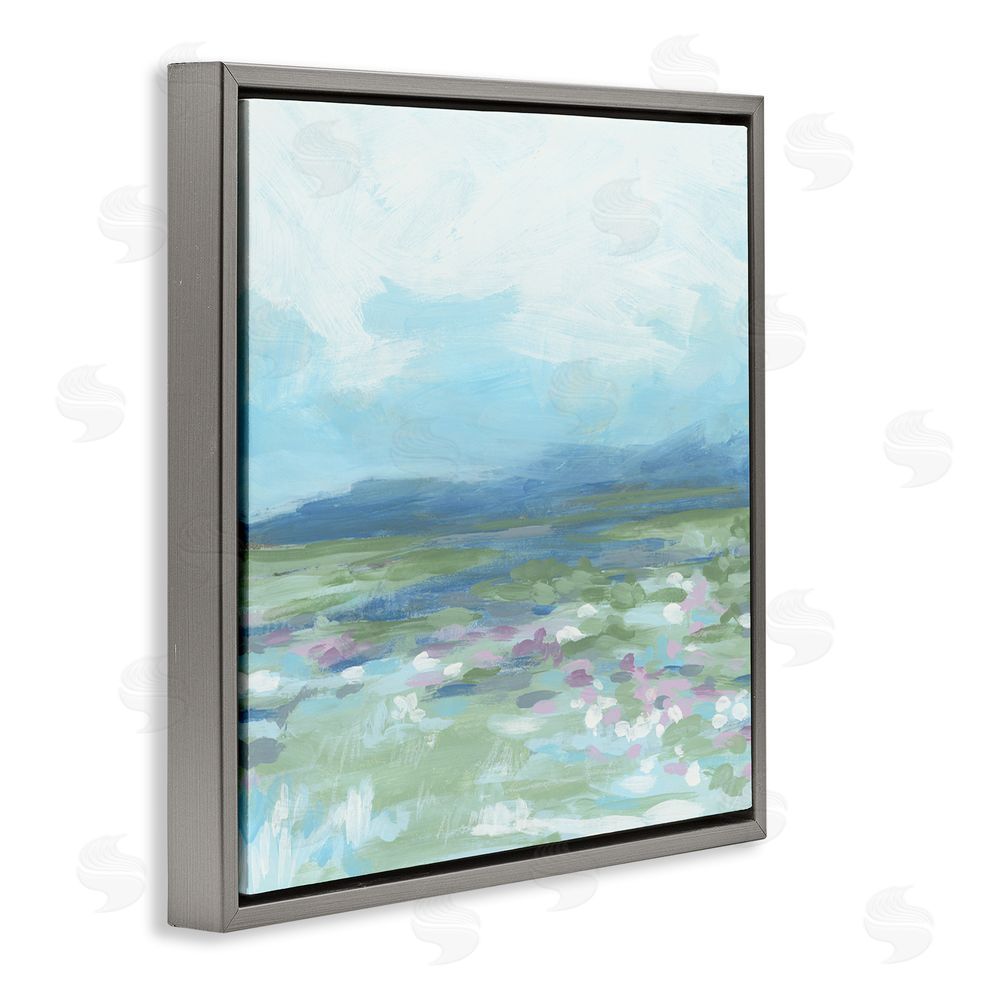 June Erica Vess Foggy Valley Landscape Gray Floating Frame Canvas Wall Art Print
