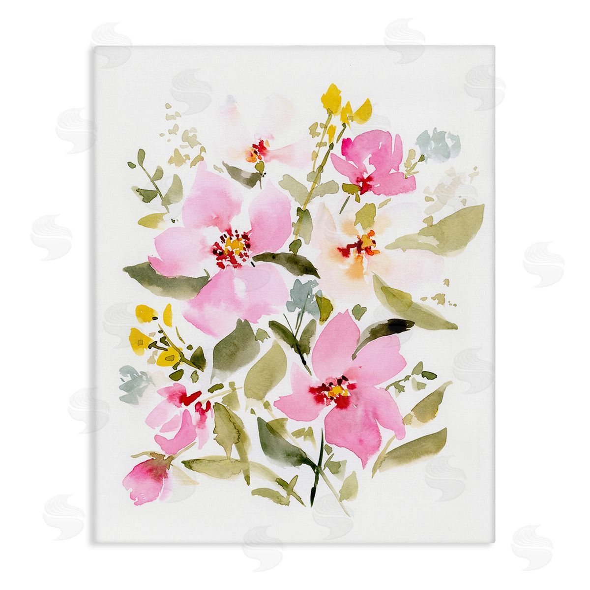 Victoria Barnes Pink Blossom Pattern Canvas Wall Art Print