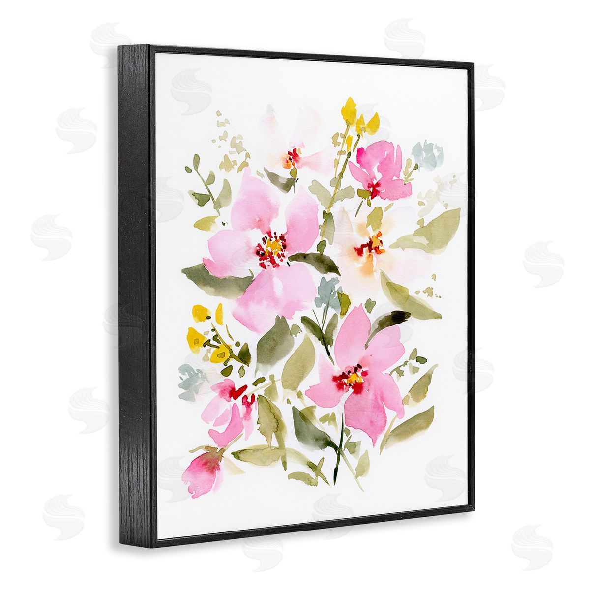 Victoria Barnes Pink Blossom Pattern Black Framed Giclee Wall Art Print