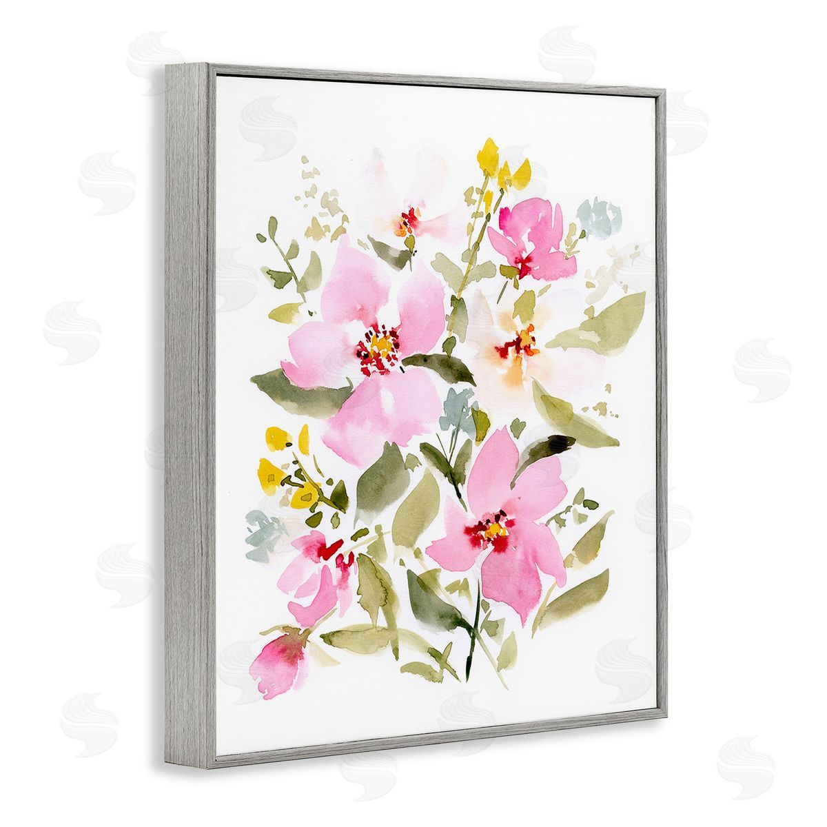 Victoria Barnes Pink Blossom Pattern Gray Framed Giclee Wall Art Print