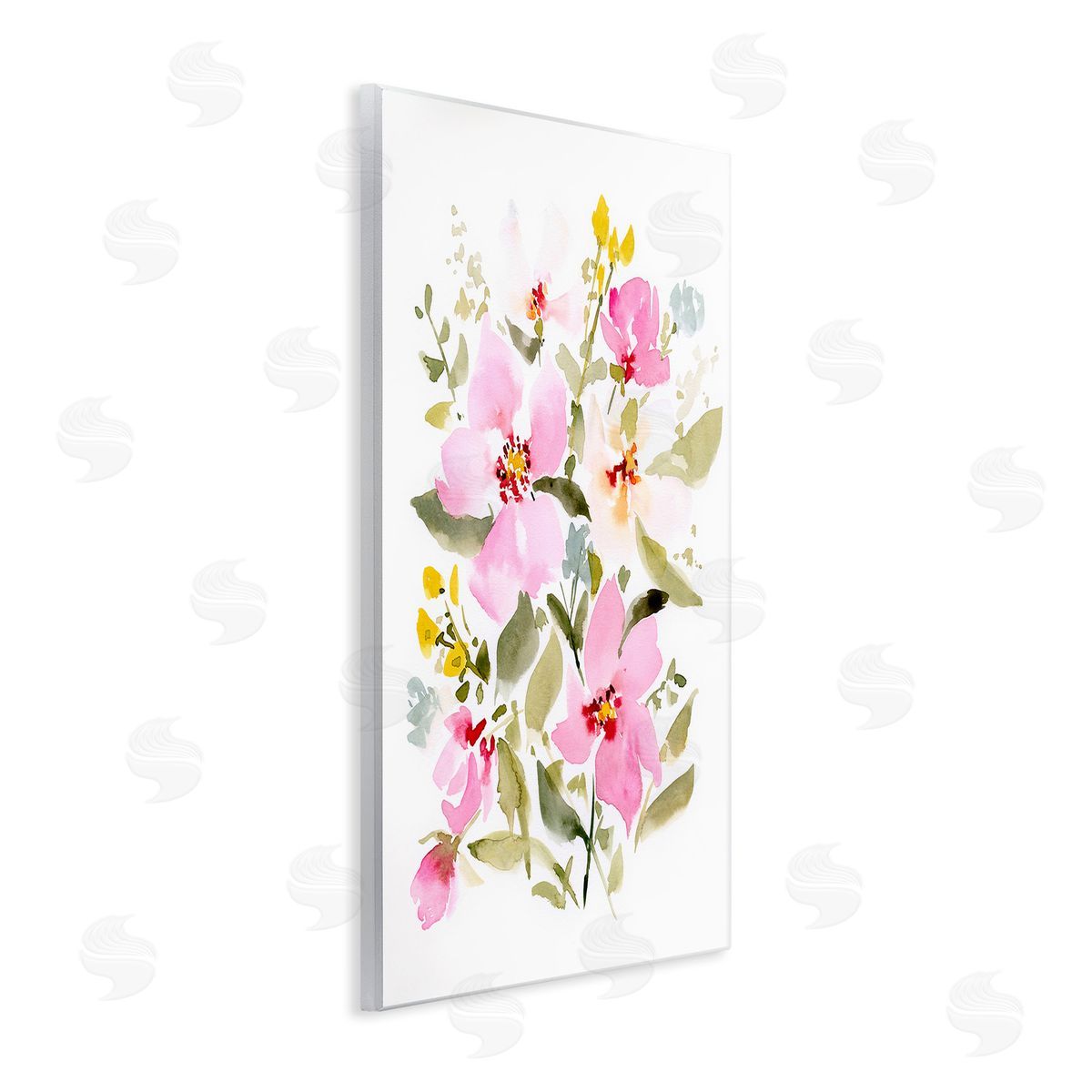 Victoria Barnes Pink Blossom Pattern Wooden Wall Plaque Art Print