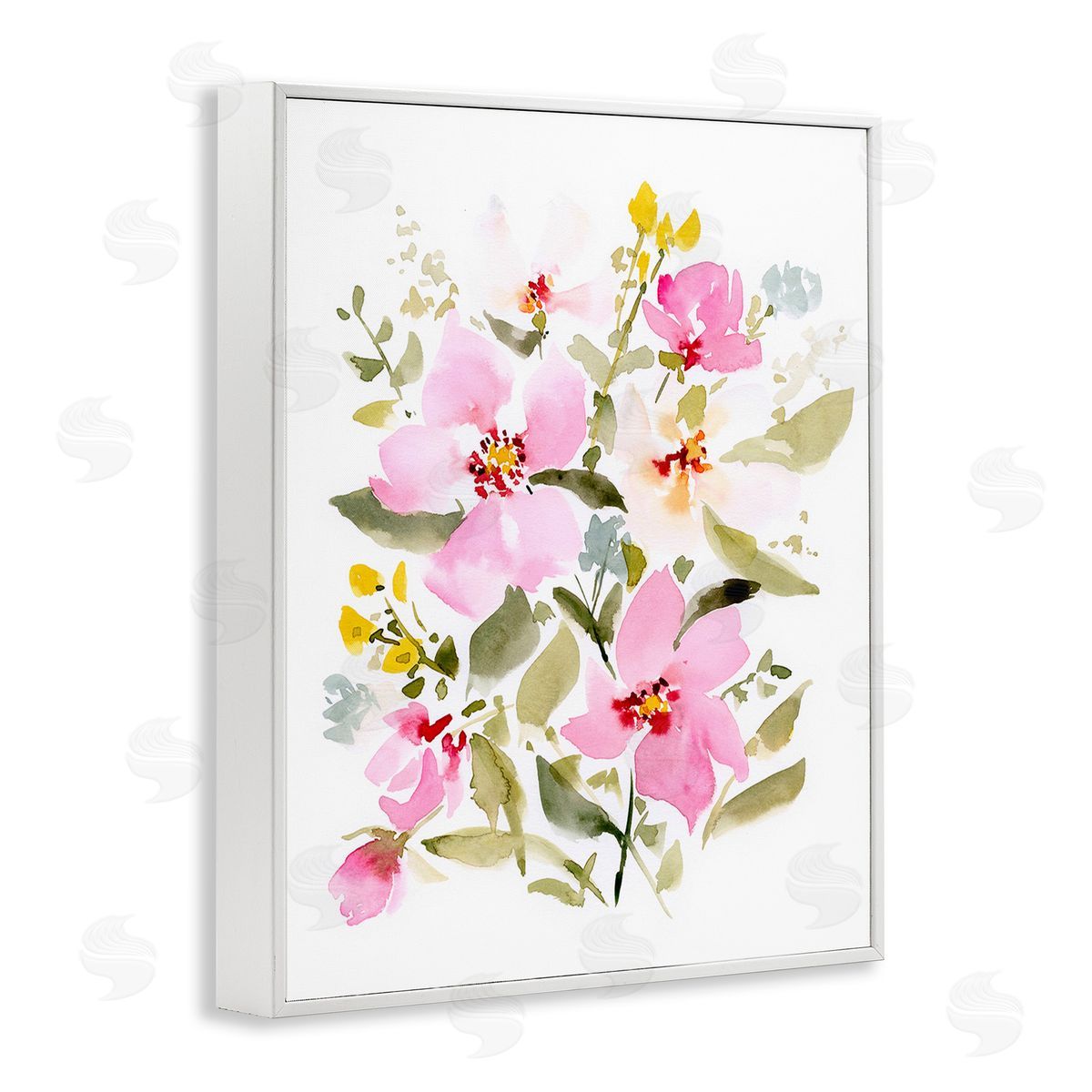 Victoria Barnes Pink Blossom Pattern White Framed Giclee Wall Art Print