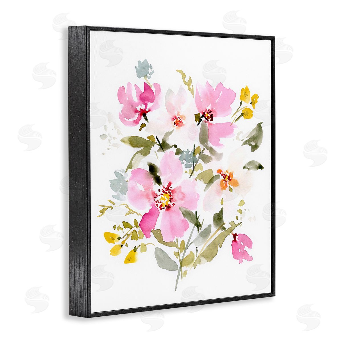 Victoria Barnes Pink Cottage Blooms Black Framed Giclee Wall Art Print