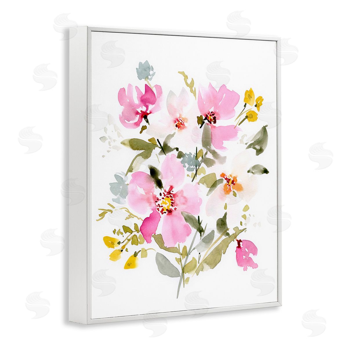Victoria Barnes Pink Cottage Blooms White Framed Giclee Wall Art Print
