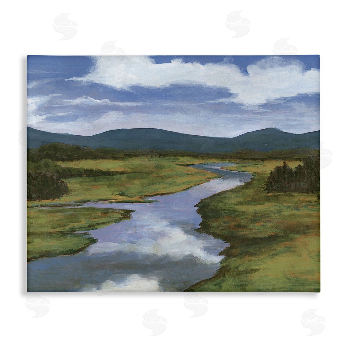 Michael Willett River with Cloud Reflection Canvas Wall Art Print