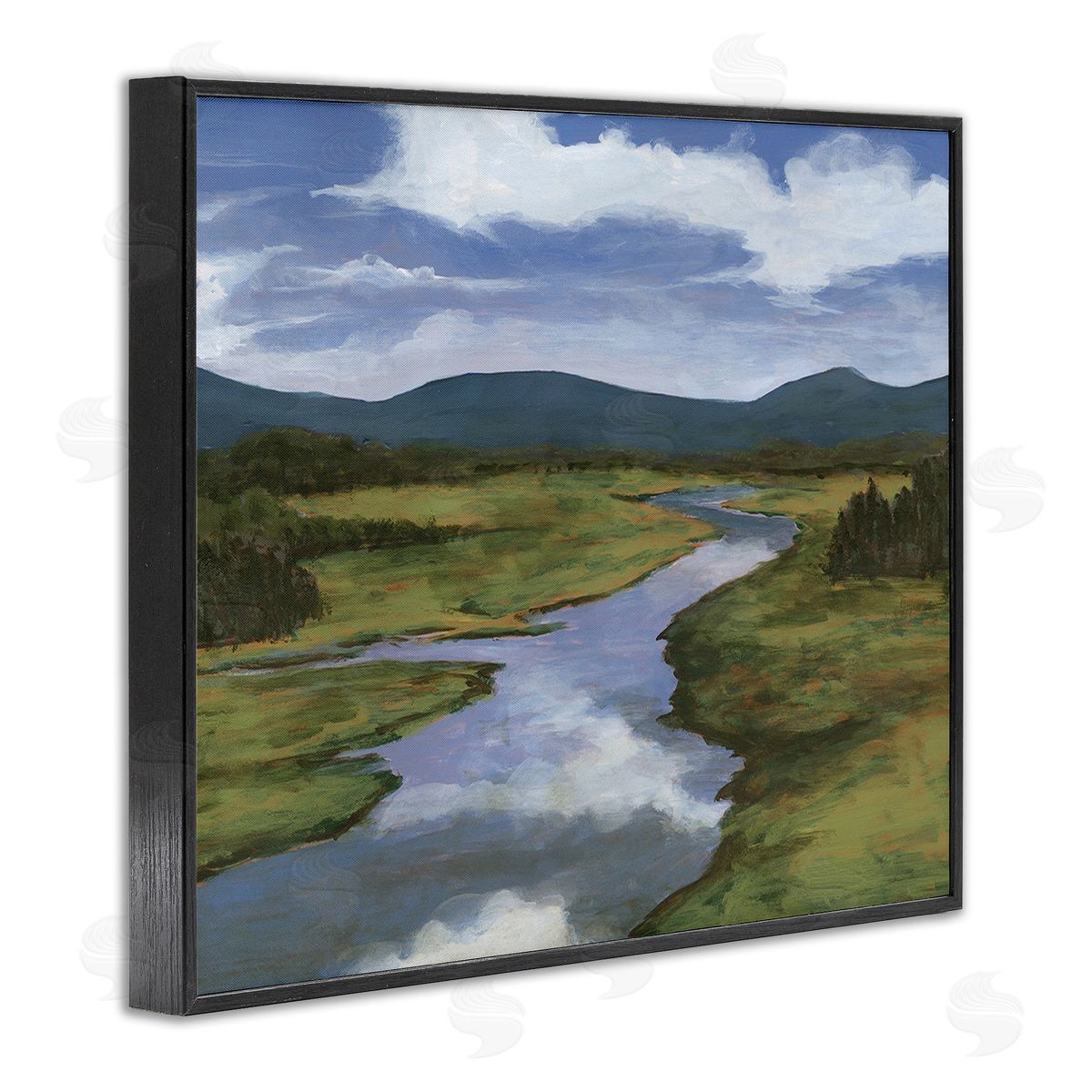 Michael Willett River with Cloud Reflection Black Framed Giclee Wall Art Print