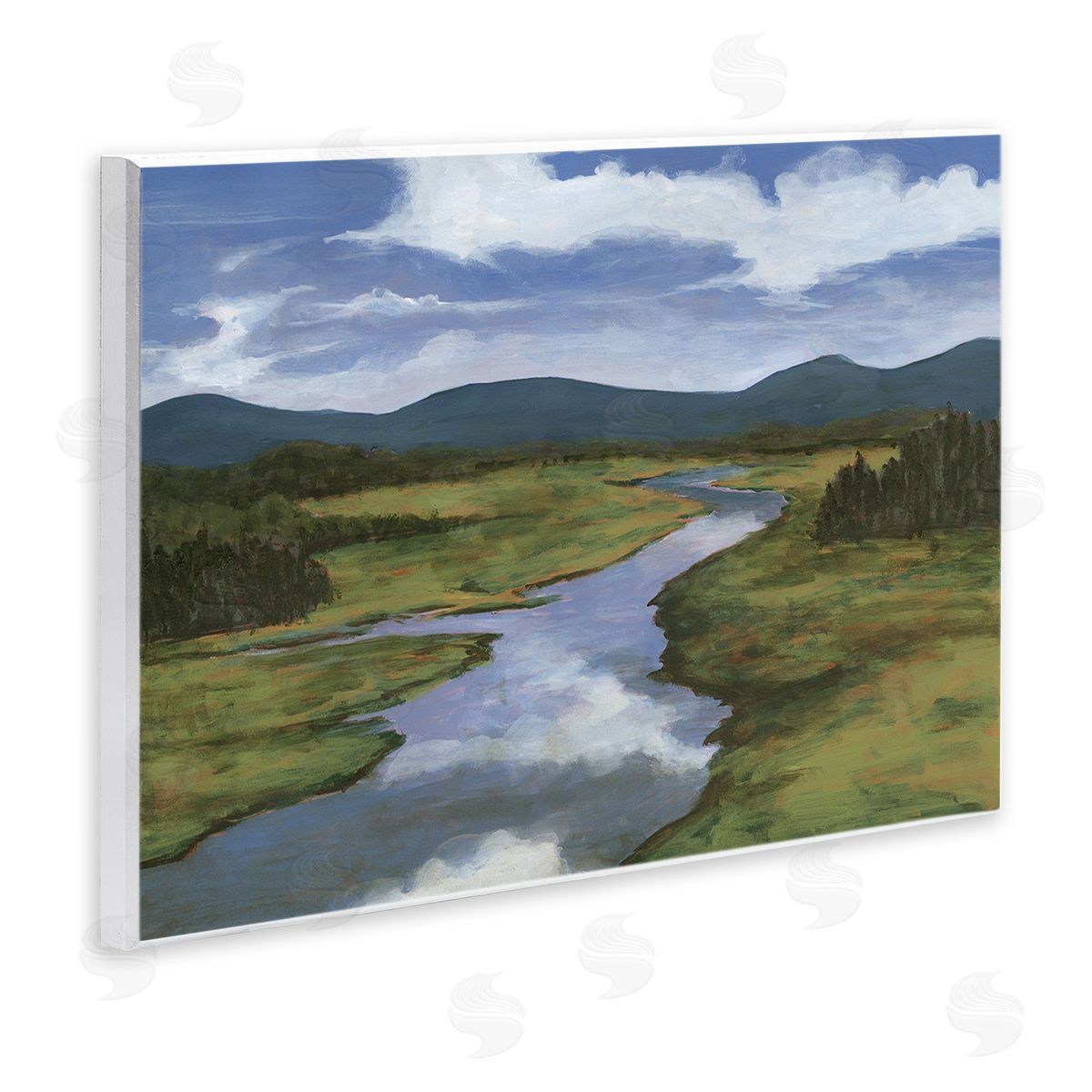 Michael Willett River with Cloud Reflection Wooden Wall Plaque Art Print