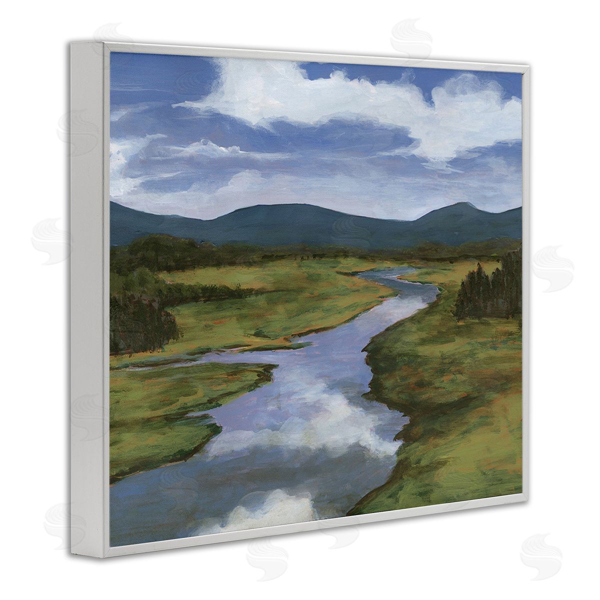 Michael Willett River with Cloud Reflection White Framed Giclee Wall Art Print