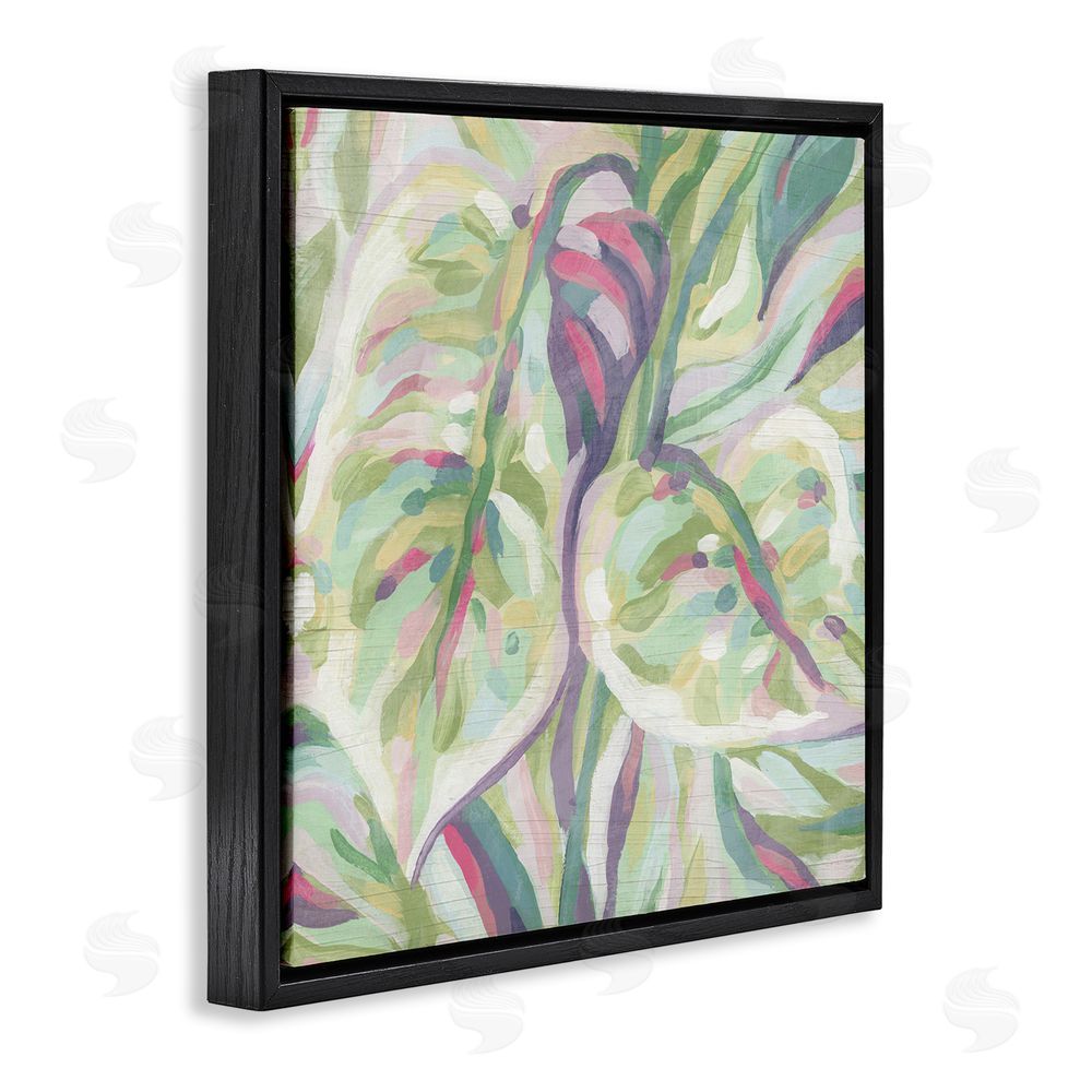June Erica Vess Abstract Pastel Leaves Black Floating Frame Canvas Wall Art Print