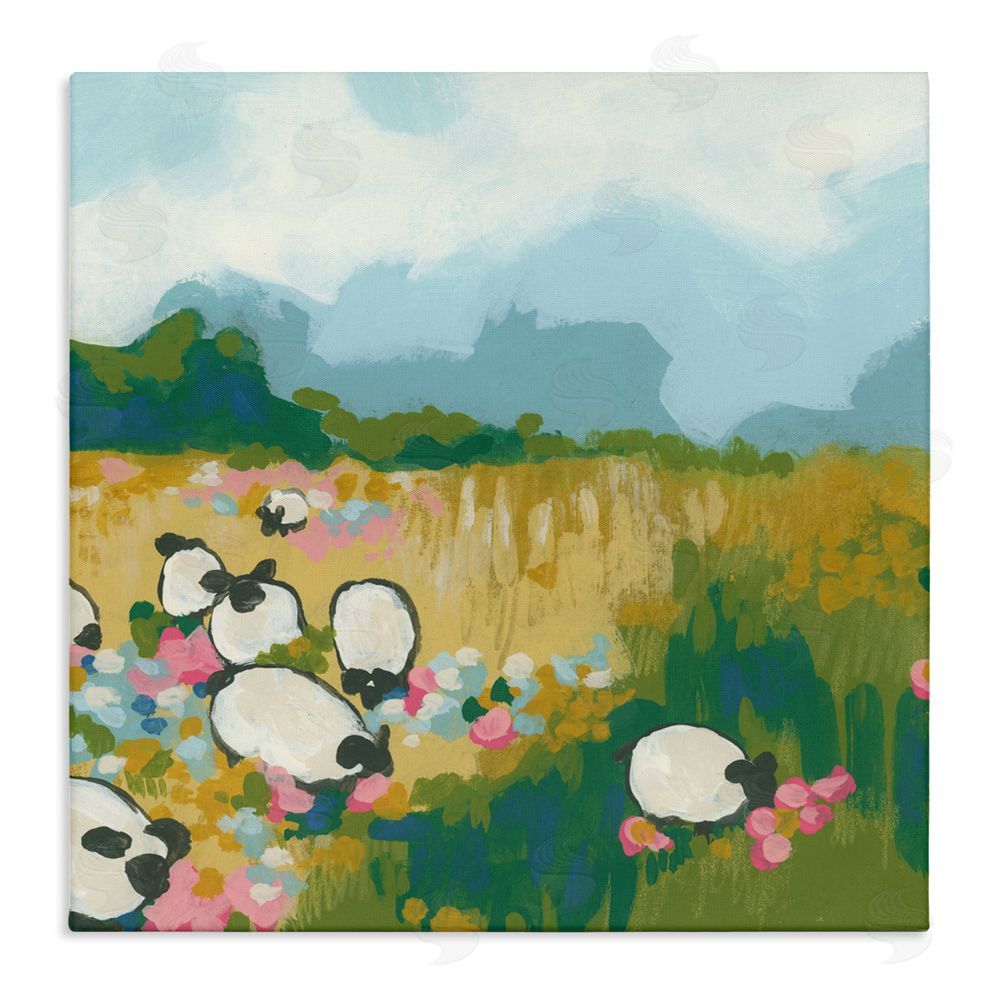 June Erica Vess Abstract Sheep Grazing Canvas Wall Art Print