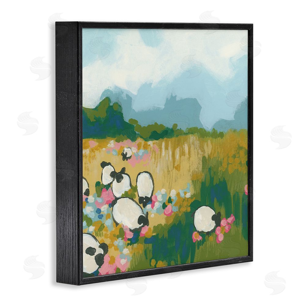 June Erica Vess Abstract Sheep Grazing Black Framed Giclee Wall Art Print
