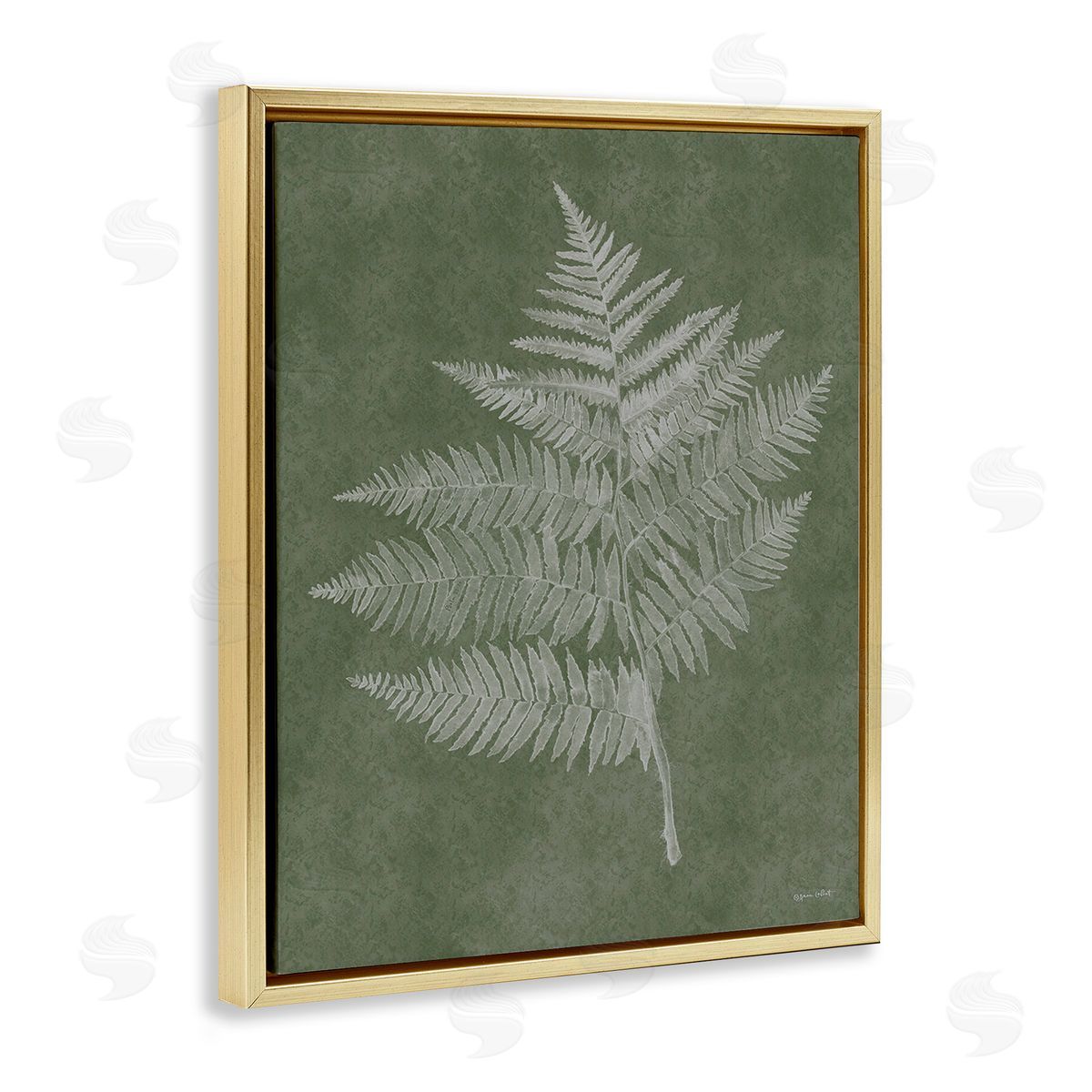 Annie LaPoint Asymmetrical Fern Plant Gold Floating Frame Canvas Wall Art Print