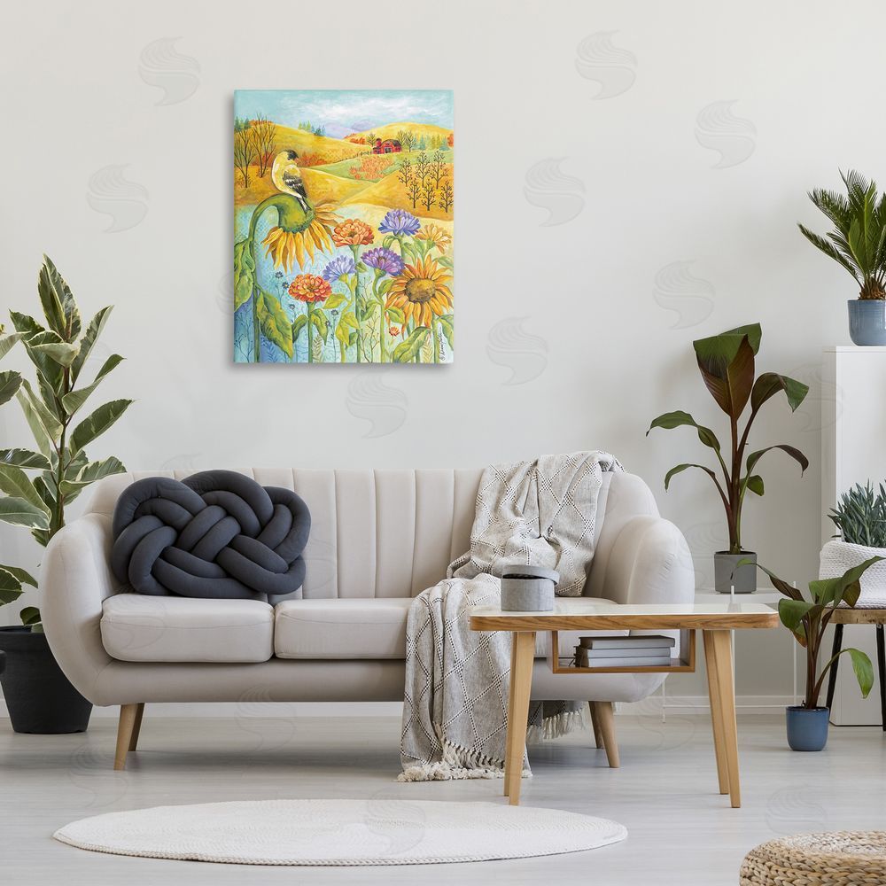 Diane Kater Bird Perched at Farm Canvas Wall Art Print in Room