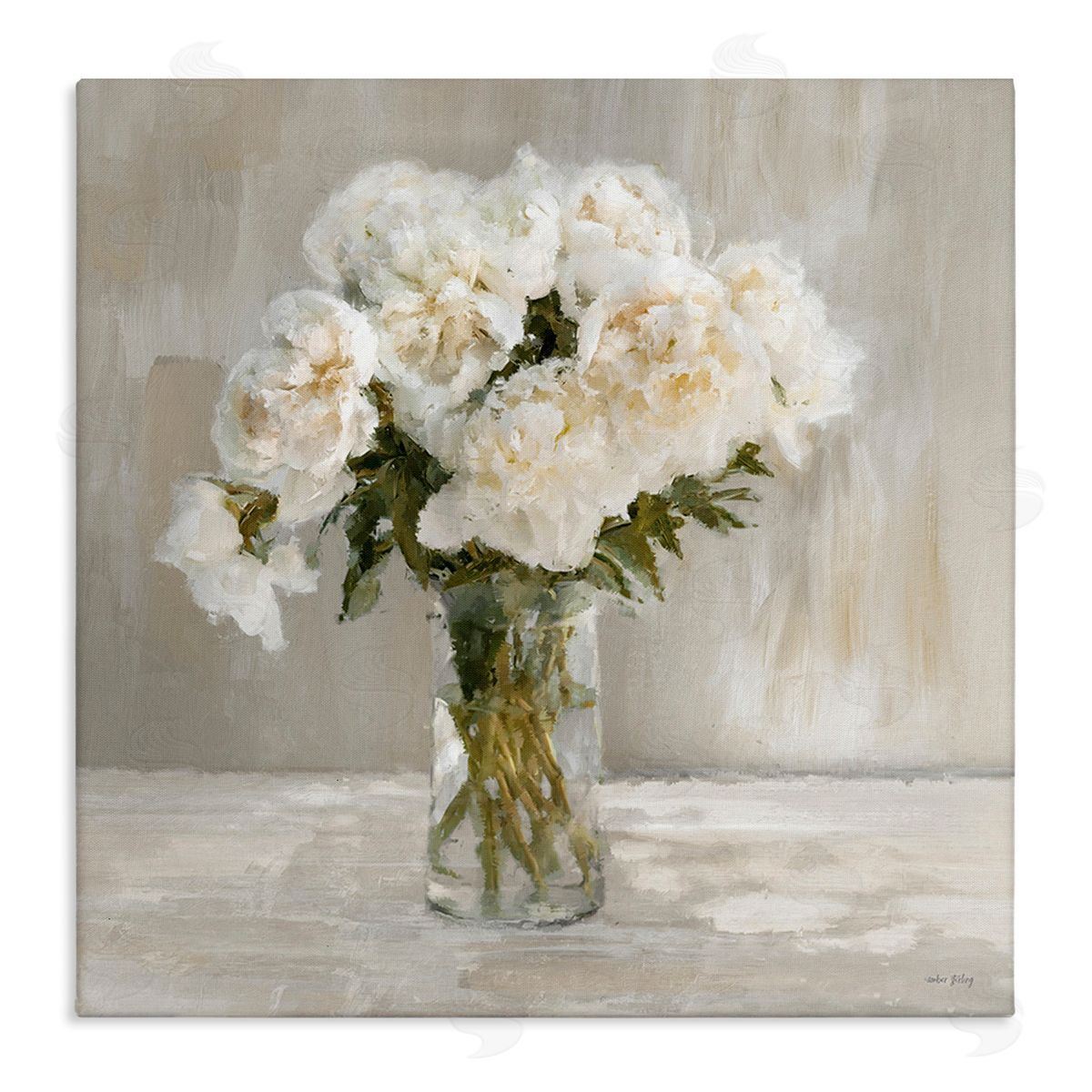 Amber Sterling Fluffy White Flowers Canvas Wall Art Print