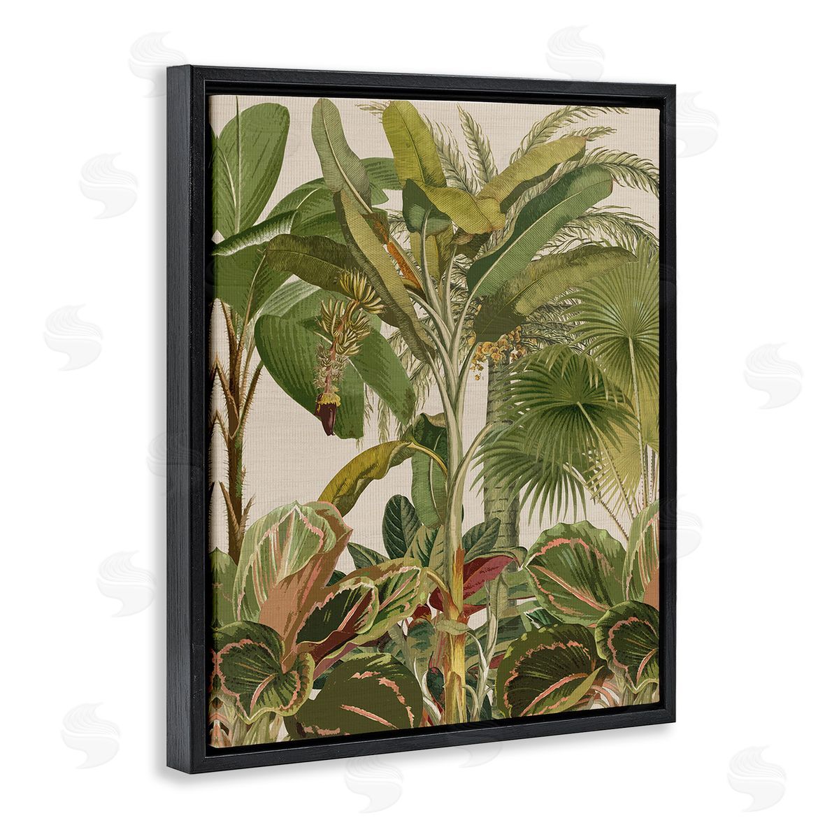 Amber Sterling Tropical Jungle Vegetation Black Floating Frame Canvas Wall Art Print