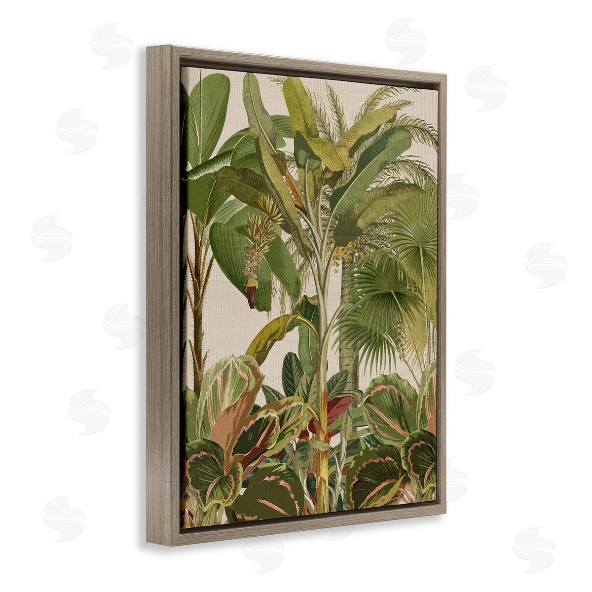 Amber Sterling Tropical Jungle Vegetation Brown Floating Frame Canvas Wall Art Print