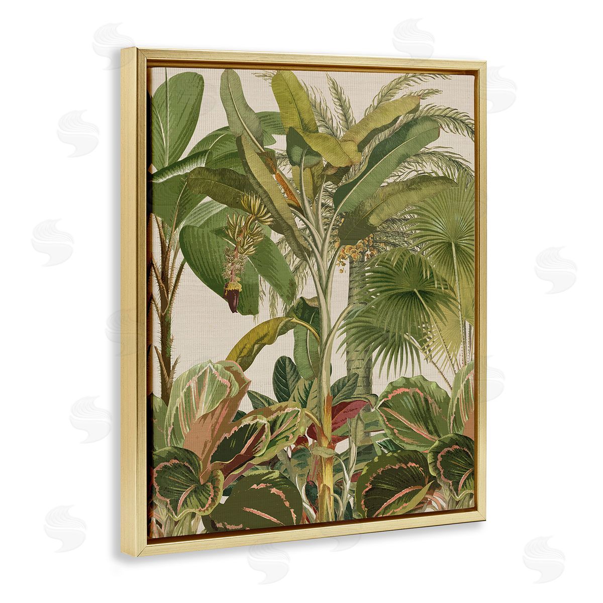 Amber Sterling Tropical Jungle Vegetation Gold Floating Frame Canvas Wall Art Print
