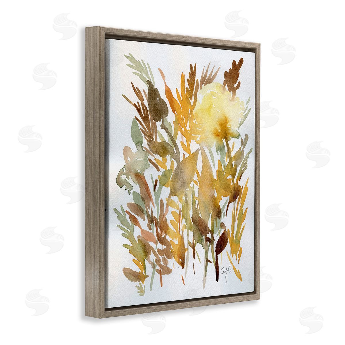 Alexandria Gilbert Kincaid Abstract Autumnal Herbs Brown Floating Frame Canvas Wall Art Print