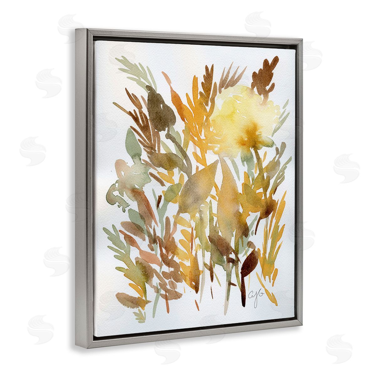 Alexandria Gilbert Kincaid Abstract Autumnal Herbs Gray Floating Frame Canvas Wall Art Print