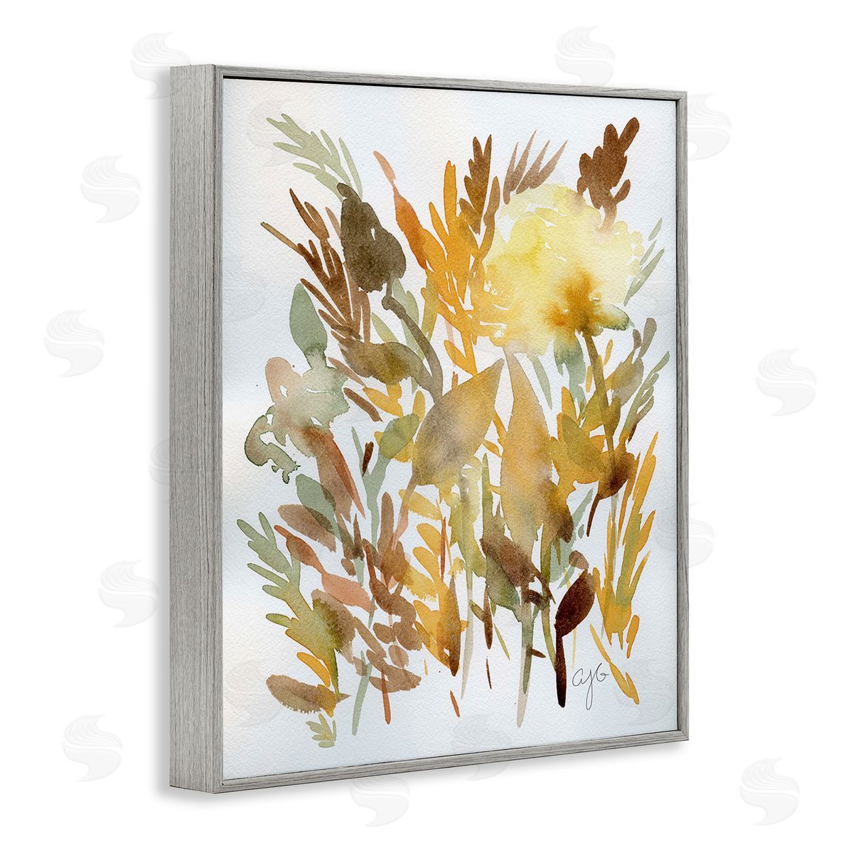 Alexandria Gilbert Kincaid Abstract Autumnal Herbs Gray Framed Giclee Wall Art Print